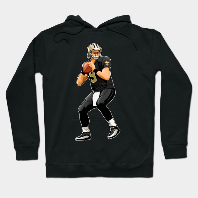 Drew Brees #9 Passes The Ball Hoodie by GuardWall17